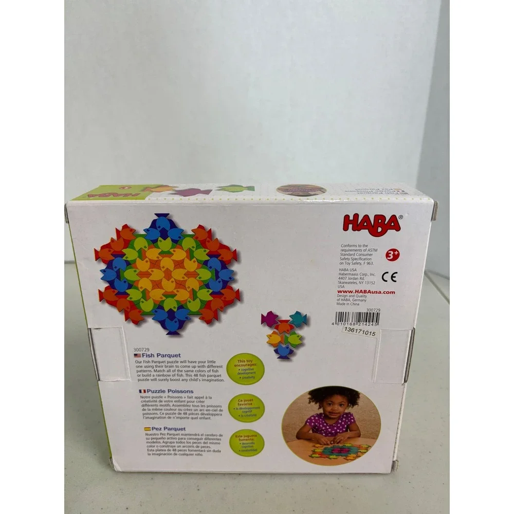 HABA Fish Parquet Wooden STEM Learning Puzzle 48 Double Sided Pieces‎ Ages 3+